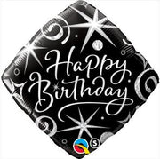 Milestone Elegant Happy Birthday Black Diamond Balloon with Helium