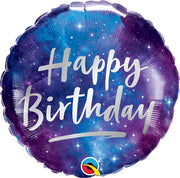 18 inch Outer Space Galaxy Happy Birthday Foil Balloon wih Helium
