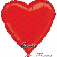 18 inch Casino Red Heart Shape Foil Balloon with Helium