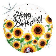 18 inch Sunflower Happy Birthday Balloon with Helium