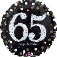 Milestone Sparkling 65th Birthday Balloon with Helium