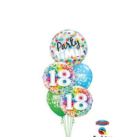 18th Birthday Rainbow Dots Party Bubble Balloon with Helium Weight