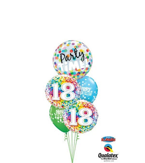 18th Birthday Rainbow Dots Party Bubble Balloon with Helium Weight