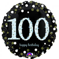 Milestone Sparkling 100th Birthday Balloon with Helium