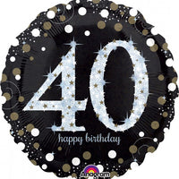 Milestone Sparkling 40th Birthday Balloon with Helium