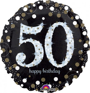 50th Birthday Sparkling Balloon with Helium