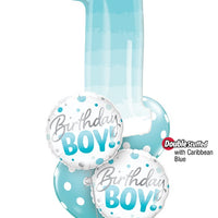 1st Birthday Boy Blue Ombre Dots Balloons Bouquet
