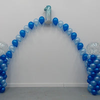 1st Birthday Confetti Balloon Columns and Pearl Arch