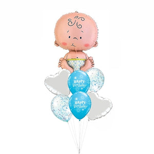 1st Birthday Cute Baby Boy Confetti Balloons Bouquet