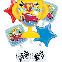 1st Birthday Disney Cars Trophy Balloon Bouquet with Helium Weight