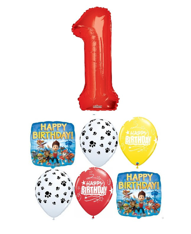 Paw Patrol Pick An Age Red Number Birthday Balloon Bouquet