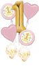 1st Birthday Pink Gold Confetti Balloon Bouquet