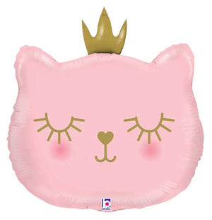 Princess Cat Pink Foil Balloon with Helium and Weight