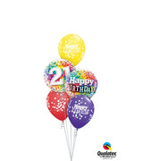 21st Birthday Rainbow Dots Balloon Bouquet with Helium and Weight