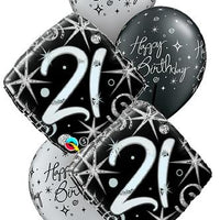 21st Elegant Birthday Balloon Bouquet with Helium Weight