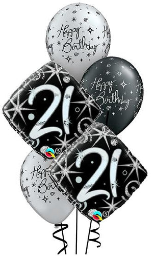 21st Elegant Birthday Balloon Bouquet with Helium Weight