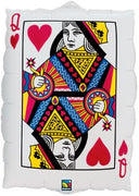 Casino Queen of Hearts Ace Playing Card Balloon with Helium and Weight