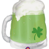 St Patricks Day Green Beer Mug Shape Balloon with Helium and Weight