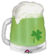 St Patricks Day Green Beer Mug Shape Balloon with Helium and Weight