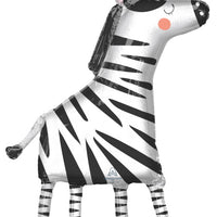 Jungle Animals Wild Zebra Shape Foil Balloon with Helium and Weight