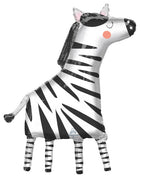 Jungle Animals Wild Zebra Shape Foil Balloon with Helium and Weight