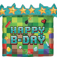 Video Game Pixel Birthday Party Balloon with Helium and Weight