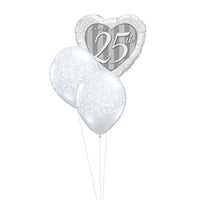 25th Anniversary Heart Balloons Bouquet