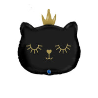 Princess Cat Black Balloon with Helium and Weight