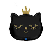 Princess Cat Black Balloon with Helium and Weight