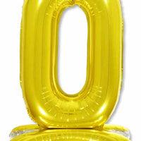 26 inch Standing Gold Number 0 Balloon Stand Up AIR FILLED ONLY