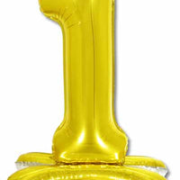 26 inch Standing Gold Number 1 Balloon Stand Up AIR FILLED ONLY