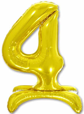 26 inch Standing Gold Number 4 Balloon Stand Up AIR FILLED ONLY