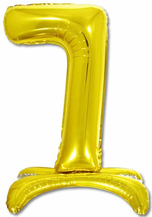26 inch Standing Gold Number 7 Balloon Stand Up AIR FILLED ONLY