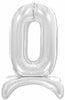 26 inch Standing Silver Number 0 Balloon Stand Up AIR FILLED ONLY