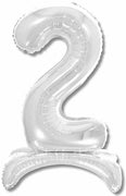 26 inch Standing Silver Number 2 Balloons Stand Up AIR FILLED ONLY