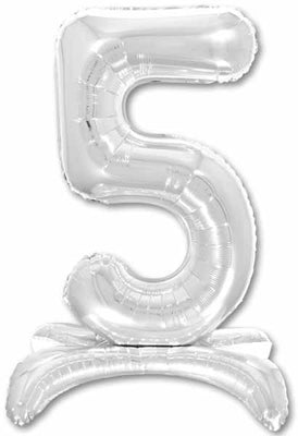 26 inch Standing Silver Number 5 Balloon Stand Up AIR FILLED ONLY