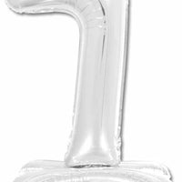 26 inch Standing Silver Number 7 Balloon Stand Up AIR FILLED ONLY