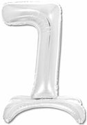 26 inch Standing Silver Number 7 Balloon Stand Up AIR FILLED ONLY