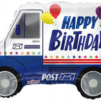 Mail Truck Happy Birthday Shape Foil Balloon with Helium and Weight