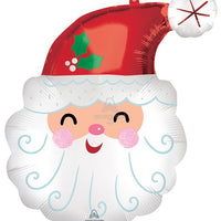 Christmas Smiley Santa Claus Satin Foil Balloon with Helium and Weight