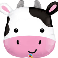 Farm Animals Cute Holstein Cow Head Balloon with Helium and Weight