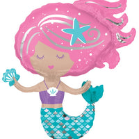 Mermaid Shimmering Shape Foil Balloon with Helium and Weight