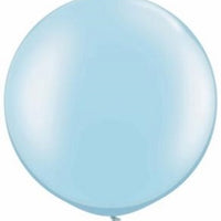 30 inch Round Pearl Light Blue Balloon with Helium and Weight