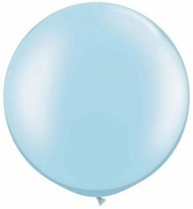 30 inch Round Pearl Light Blue Balloon with Helium and Weight