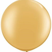 30 inch Round Metallic Pearl Gold Balloon with Helium and Weight