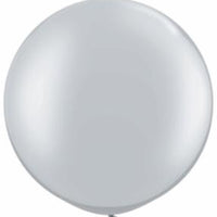 30 inch Round Metallic Pearl Silver Balloon with Helium and Weight
