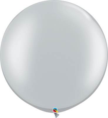 Qualatex 30 inch Round Pearl Silver Uninflated Latex Balloon