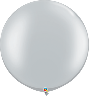 Qualatex 30 inch Round Pearl Silver Uninflated Latex Balloon