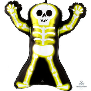 Halloween Neon Skelly Skeleton Balloon with Helium and Weight