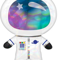 Outer Space Iridescent Astronaut Foil Balloon with Helium and Weight